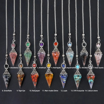 Natural Stone Spirit Pendulum Pendant Latticed Chain