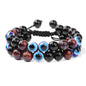 Men Triple Protection Stone Bead Bracelet Double Layers Tiger Eye Hematite Obsidian Rope Wrap Bracelet Handmade Jewelry Gift