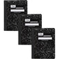 3 Pack Composition Notebooks, College Ruled, 7-1/2"*9-3/4", 100 Sheets Each (200 Pages), Classic Black Marble Hard Cover, Stitched Binding Smooth Ink Resistant Paper, Bulk Comp Books for School College Office Journaling Note