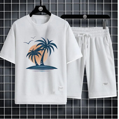 Men's Waffle Summer Casual Tracksuit Set