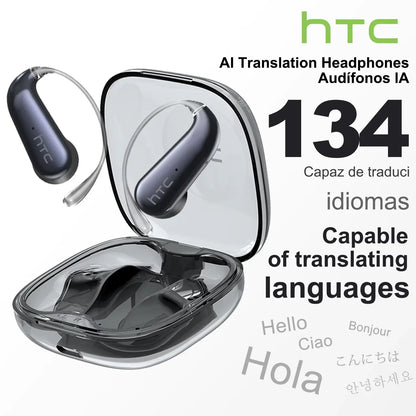 HTC NE38 Bluetooth V6.0 Earphone AI Translation Earbuds OWS Titanium-Wire Wireless Headphones HD Calls Ultralight Earhook