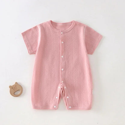 Baby Short Sleeved Jumpsuit Summer Newborn Breathable Mesh Air