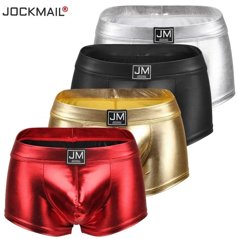 Sexy Men's Faux Black Leather Panties Gay Underwear Man Boxer Briefs Trunks Boxer Shorts and Underpants Boxers