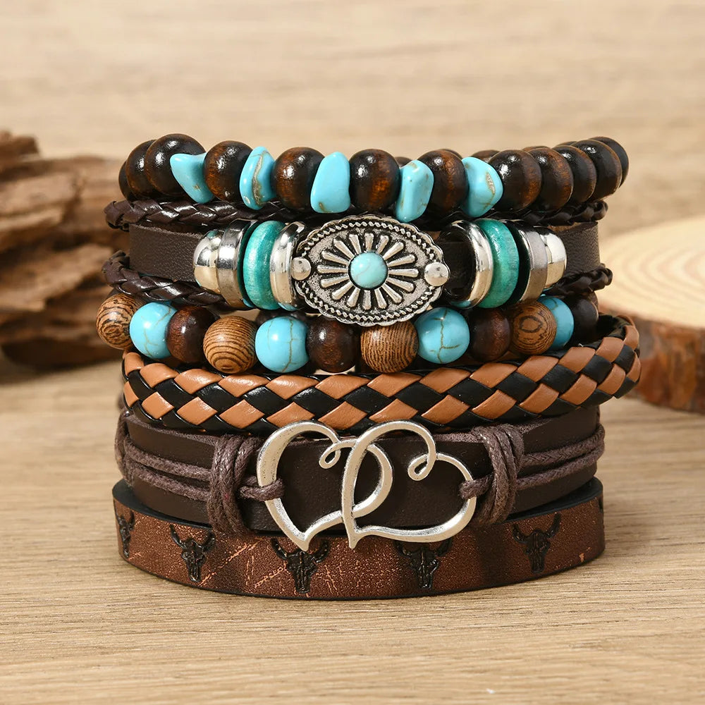 Vintage Casual 6 Pc/set Handmade Men Women Bracelets