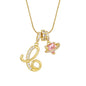 Fashion Letter Necklace for Women Pink Zircon Heart-shaped Pendant Suitable for Girls to Wear Personalized Gold-plated Jewelry
