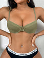 Modern Lace Trim Women Bra Bow Solid Ribbed Unlined Push up Bra Daily Comfortable Bra Women Xs-Xl