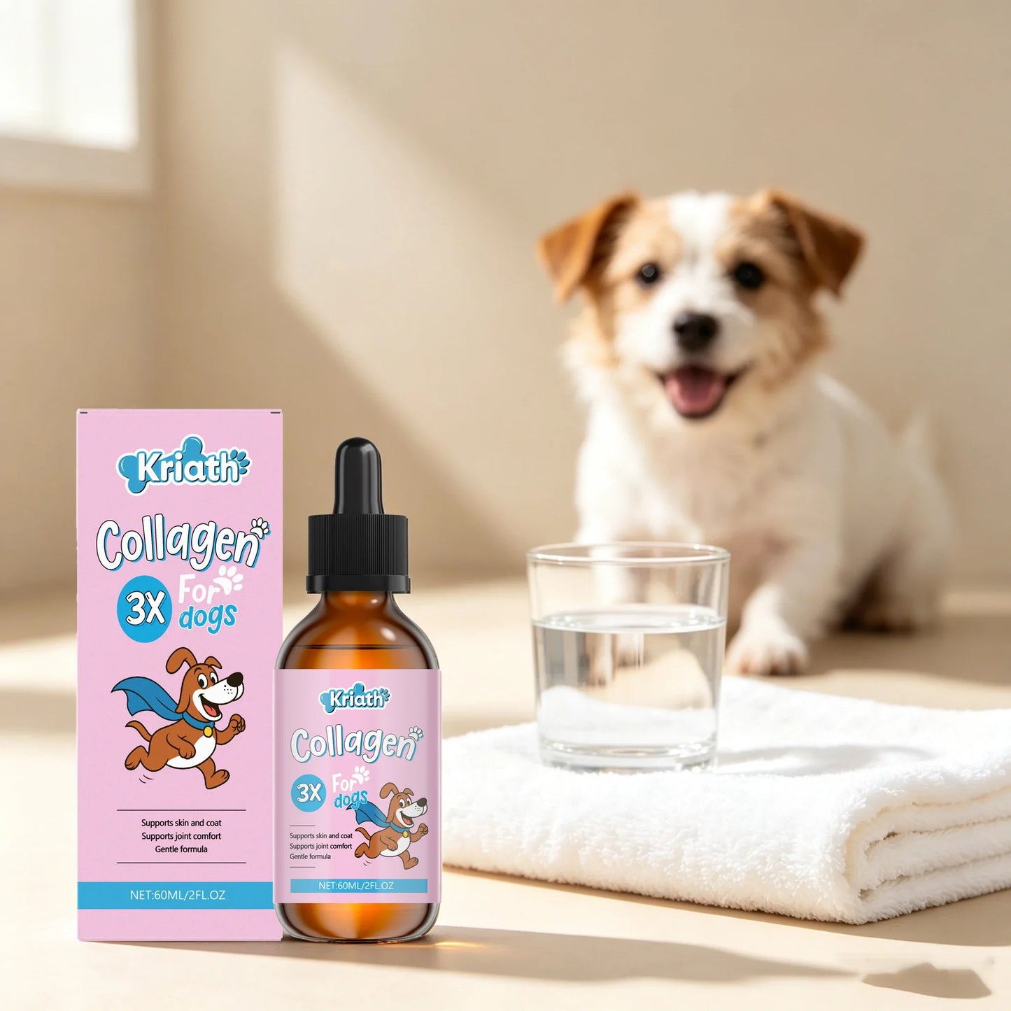 60ML Collagen Pet Care Drops Gentle Formula Improve Pets Hair & Skin Health Daily Nutritional Supplement Dog Care Liquid Drops