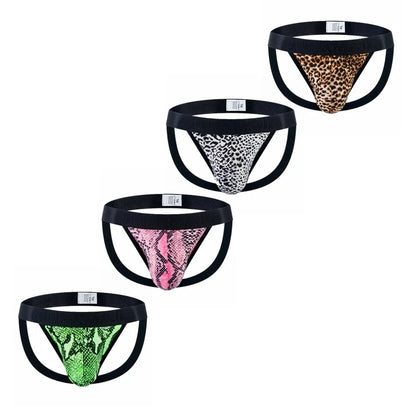 Jockstrap G-string Panties Gay Mens Underwear Bikini Briefs Sexy Panties Leopard Underpants Thong T Back Pantys Lingerie