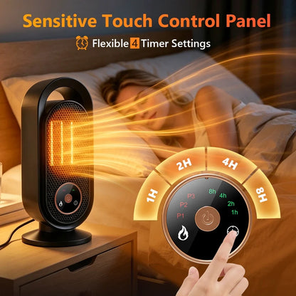 1000W Winter Portable Desktop Heater 4 Timer Settings Warm Air Blower PTC Fast Heating Household Heater for Home Office Indoor