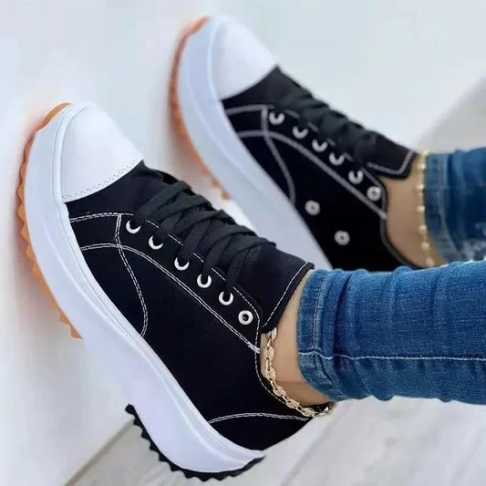 Women's New Casual Single Shoes for Women 2024 Autumn Summer Round Head Canvas Solid Color Low Top Large Size Women's Shoes
