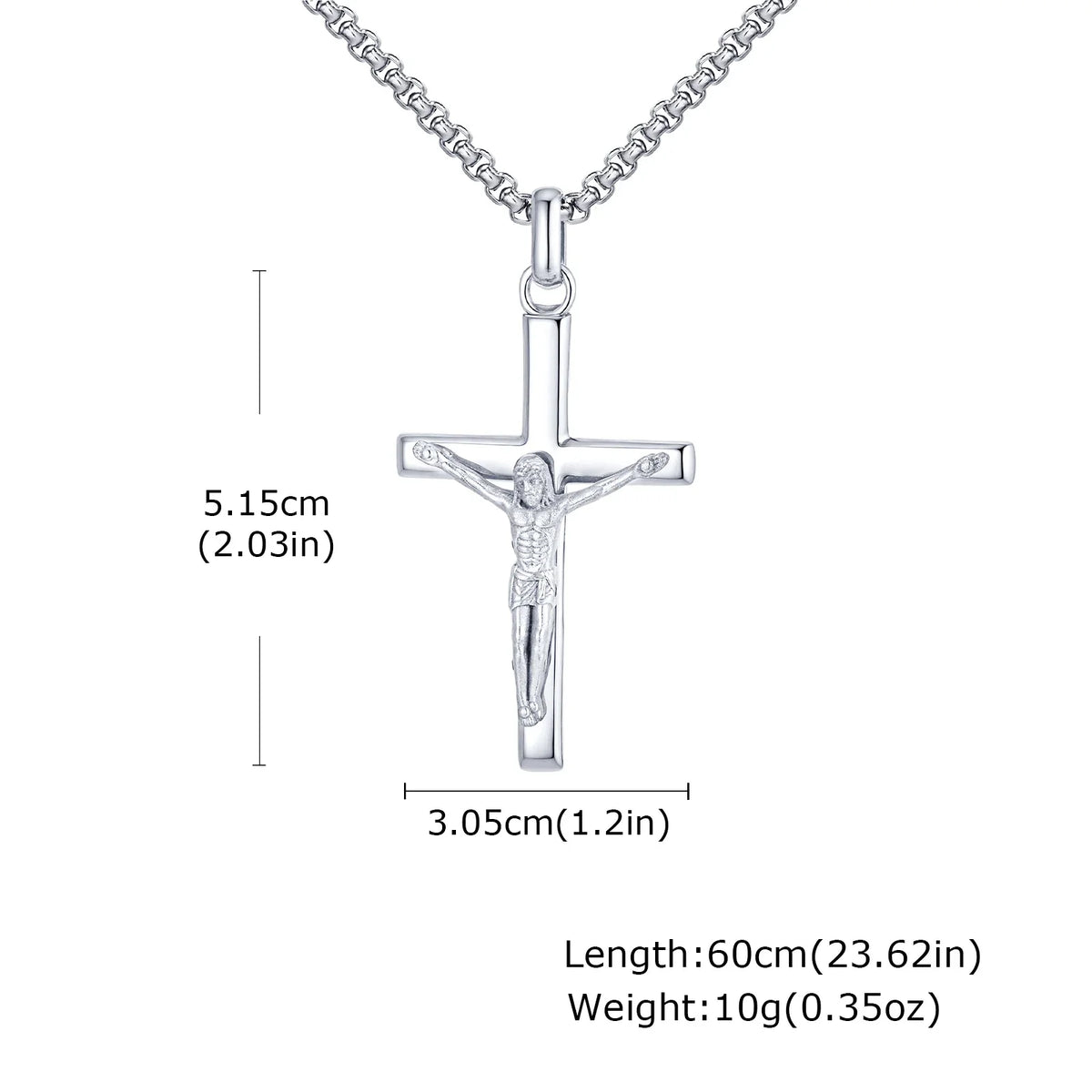 Stainless Steel Cross Necklace Catholicism Jesus Pendant Gold Color Collar Church Prayer Faith Jewelry for Men Women Gift