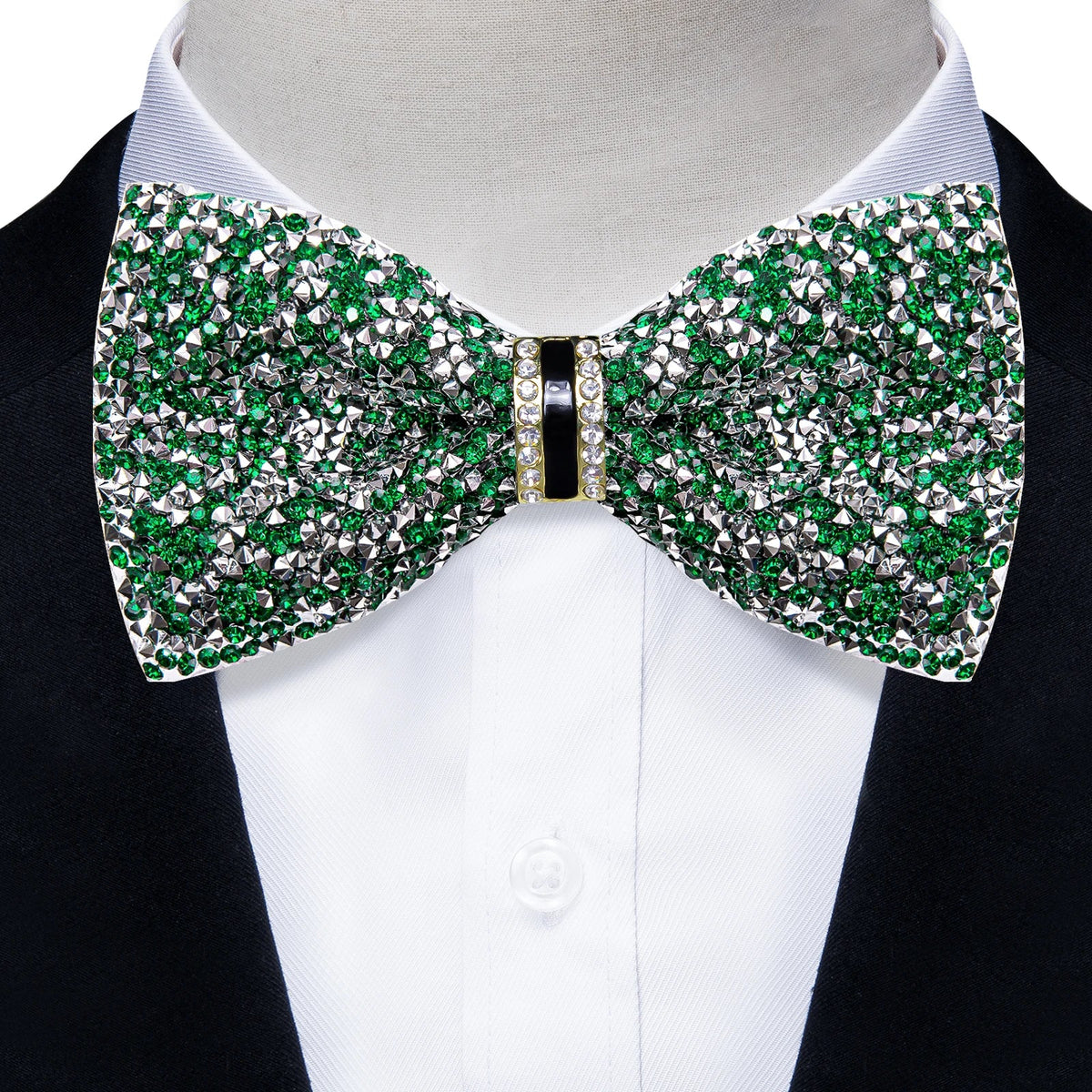 Sparkle Rhinestone Bow Ties for Men Pre-Tied Diamond Sequin Bowtie with Adjustable Length Wedding Party