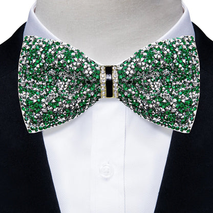 Sparkle Rhinestone Bow Ties for Men Pre-Tied Diamond Sequin Bowtie with Adjustable Length Wedding Party