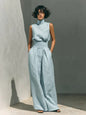 Women's Elegant Commuting Two-piece 2026 Fashionable High Neck Sleeveless Top Paired With Casual High Waisted Wide Leg Pants Set