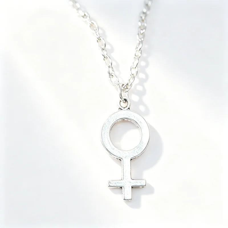 Female Symbol Pendant Necklace - Minimalist Metal Jewelry for Women and Girls