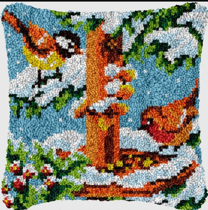 DIY Latch Hook Rug Kits Snowman Santa Claus Hat Embroidery Cushion Pillow Cover