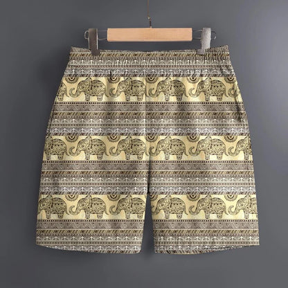 Men's Hawaiian 3D Elephant Ethnic Pattern Beach Shorts Quick Dry Outdoor Leisure Sports Shorts Fashion Men's Shorts