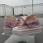 Chic Cartoon Women's Sports Shoes College Cute Platform High-top Summer Canvas Shoes for Girls Design Polka Dot Fold Sneakers