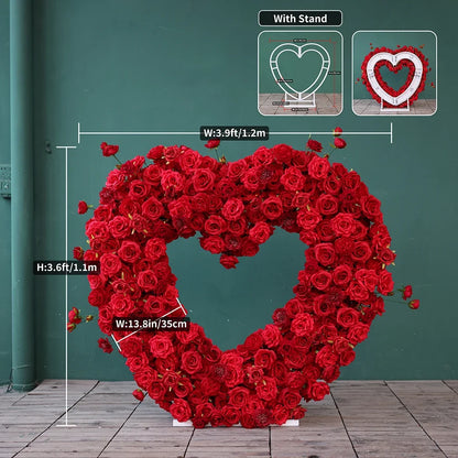 Heart Shaped Artificial Flowers Wreath Proposal Wedding Decoration High-end Silk Red Rose Heart Sztuczne Kwiaty Decor FL2580