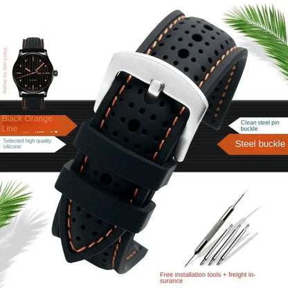 Samsung Galaxy Watch 7, 6, 5, 4 & FE Stitched Perforated Silicone Band
