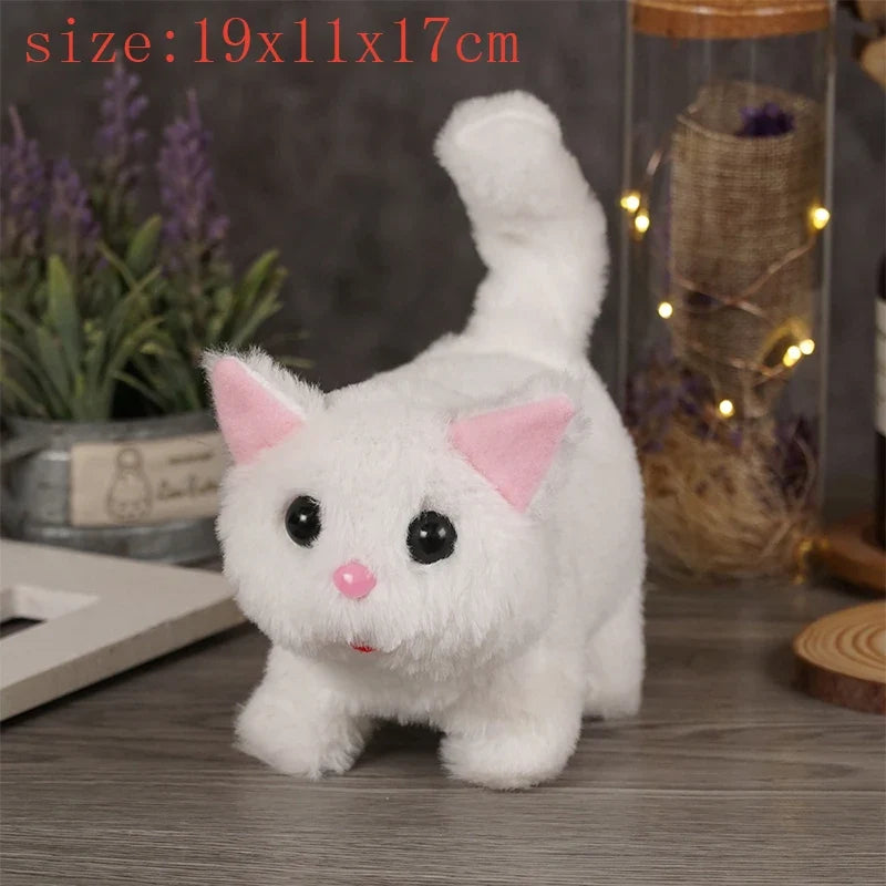 Simulation Interactive Cat Plush Toy – Walking, Tail Wagging, Head Shaking – Electronic Stuffed Doll Gift