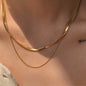 2-Piece Set of Snake Bone Chains, Simple and Stylish Casual 304L Stainless Steel Double-Layered Necklaces, Unisex, Fashionable and Elegant, Comfortable and Versatile
