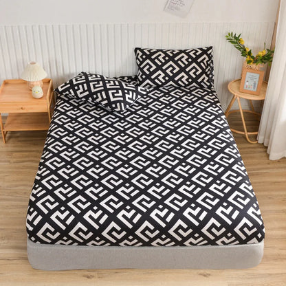 Simple Style Bedsheet Breathable Bed Cover Fitted Sheet with Elastic Band Mattress Protector Home Bed Linen (No Pillowcase)