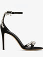 Black High Heels Women's Stiletto Heels Celebrity Style Versatile Slotted Buckle Rhinestone Open Toe Round Toe Sandals