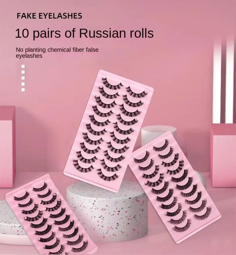 10Pairs 3D Mink Lashes Russian Strip Lash Dramatic False Eyelashes Faux Cils Makeup Fake Eyelash Extension Maquiagem