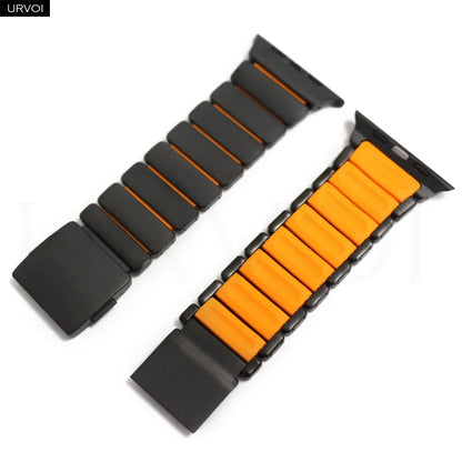URVOI Stratos Band for Apple Watch Ultra 3 2 Series 11 10 9 8 SE3 Titanium Silicone Strap Magnet Clasp Bracelet DLC Coating 49mm