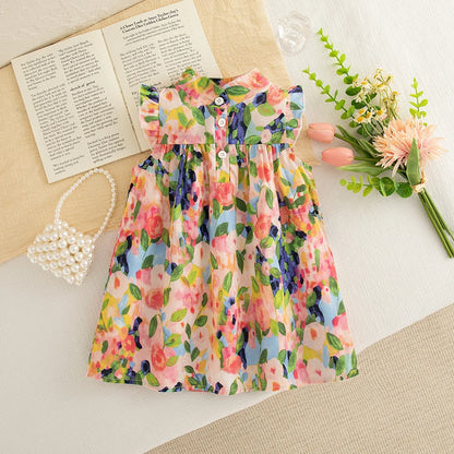 Baby Girl Floral Dress Summer New Cool and Breathable Children's