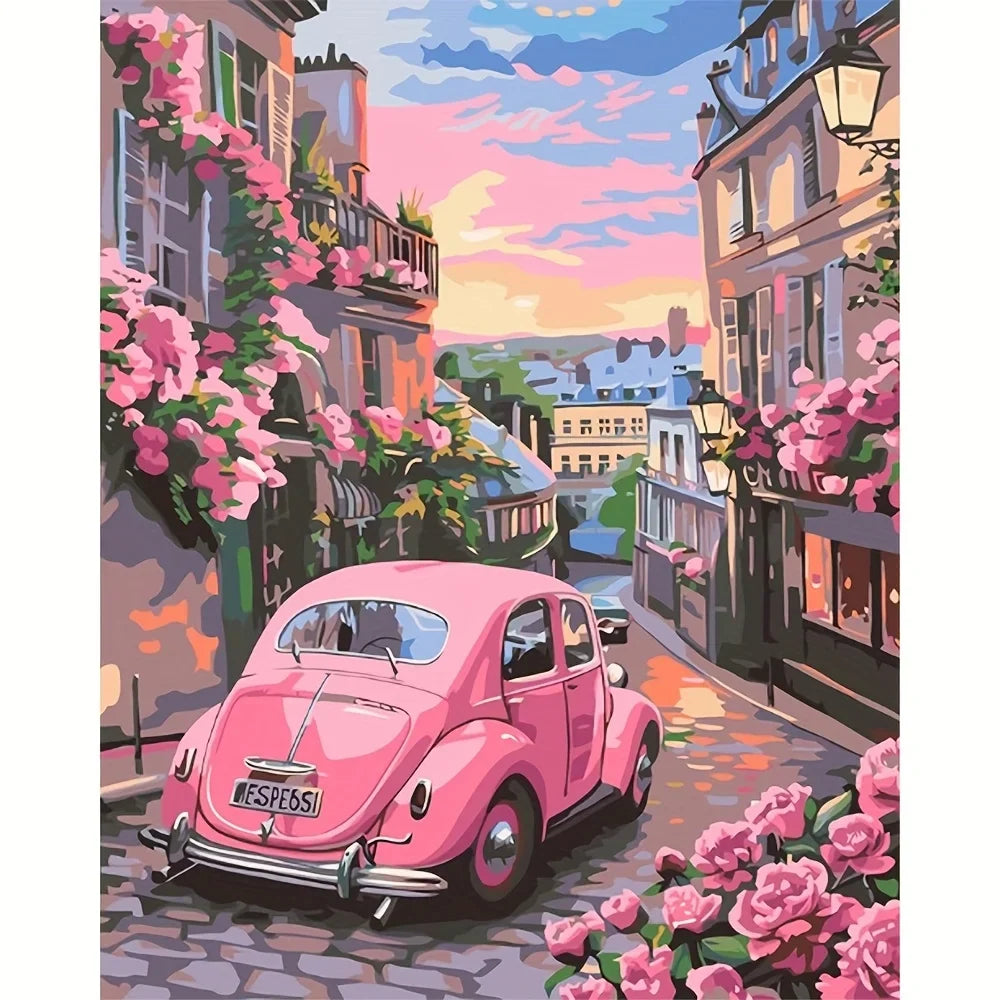 "1pc Paint by Numbers - Pink Atmosphere Art - 15.75x19.69in - Elegant Home Decor for Every Space - HAMLET"