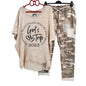 Womens Two Piece Camouflage Set Summer Outfits for Women Cotton Linen Suit 2023 Casual Print Short Sleeve Harajuku