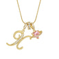 Fashion Letter Necklace for Women Pink Zircon Heart-shaped Pendant Suitable for Girls to Wear Personalized Gold-plated Jewelry