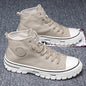 Men's Canvas Shoes Male High Top Casual Breathable Sports Shoes Gray Skateboarding Vulcanized Shoes Comfort Sneakers 2025 New