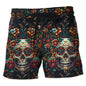 Harajuku Skull Graphic Beach Shorts Hawaiian Male Boardshorts Goth Skeleton Flower Bermudas Hip Hop Short Pants For Men Trousers