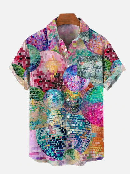 Men's street fashion summer daily shirt men's lapel Hawaiian bear gummie print casual loose shirt short sleeved beach loose top