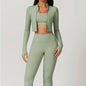 Women's 3-Piece Activewear Set – Sports Bra, Leggings & Long-Sleeve Top