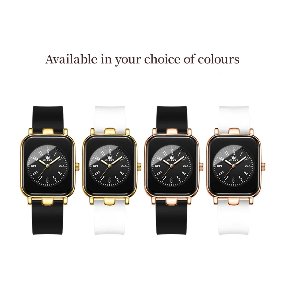 Women's Rectangular Silicone Quartz Watch