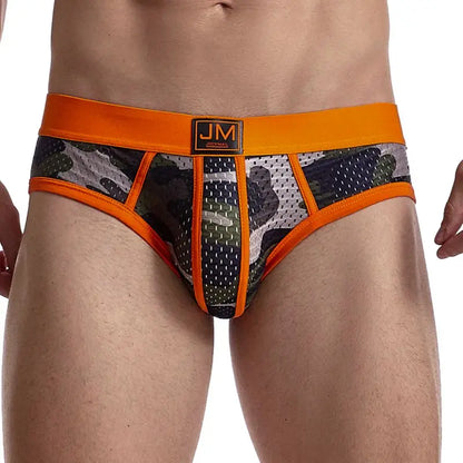 Man's Underwear Briefs Underpants Nylon Low-rise Mesh Breathable Camouflage Men's Briefs Swimwear Shorts