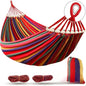 Outdoor Camping Double Canvas Hammock Wooden Curved Stick Anti Tip Swing Hammock Portable Garden Leisure Hammock