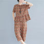 5XL Middle Aged Female Pants Suit Cotton Two Piece Set Women Summer