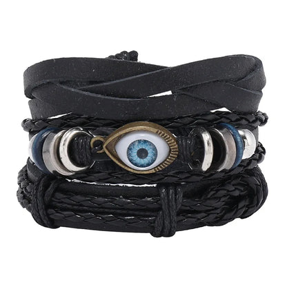 Modyle Multi-layer Gothic Leather Bracelet Set Punk Viantage Wings Charms Handwoven Bracelets for Men Jewelry Gifts