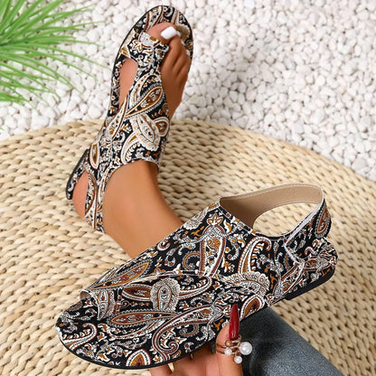 Women Flat Sandals Comfortable Flats Sandals Printed Bohemia Roman