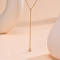 Drop Y Lariat Necklace with Bar Pendant, Stainless Steel Long Chain, Womens Necklaces Trendy