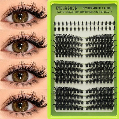 14 Rows Individual Cluster DIY Lash Extensions Natural Thin Wispy Bottom Lashes Mega Volume Thick Segmented Lash Clusters Mixed