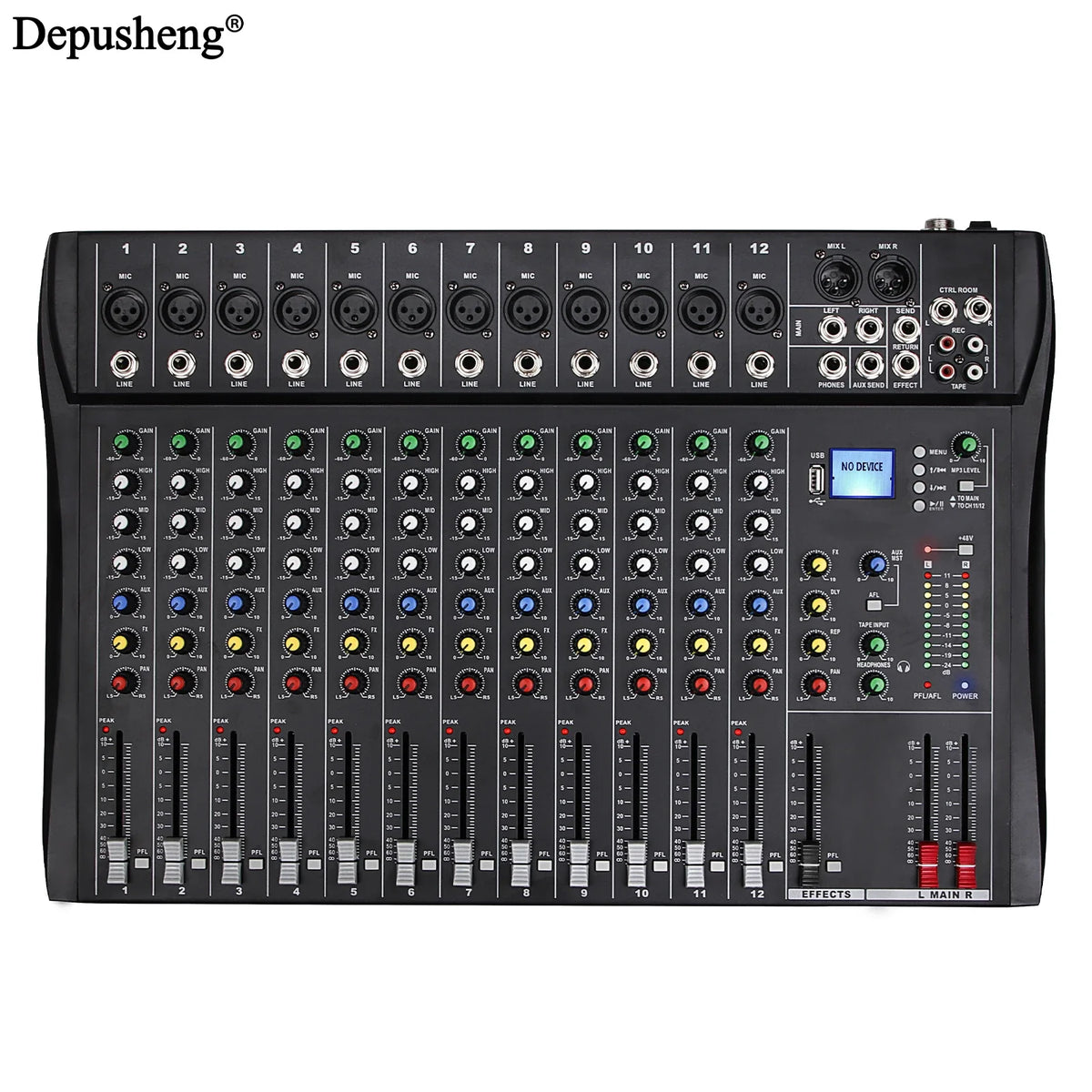 Audio Mixer 6/8/12 Channels Professional DJ Mixer LR Microphone/line