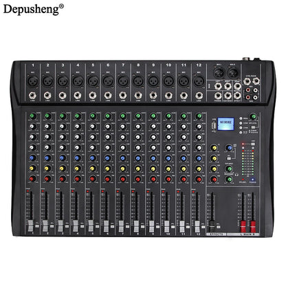 Audio Mixer 6/8/12 Channels Professional DJ Mixer LR Microphone/line