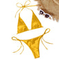 ShimmerWave: Luxe Satin Brazilian Bikini Set