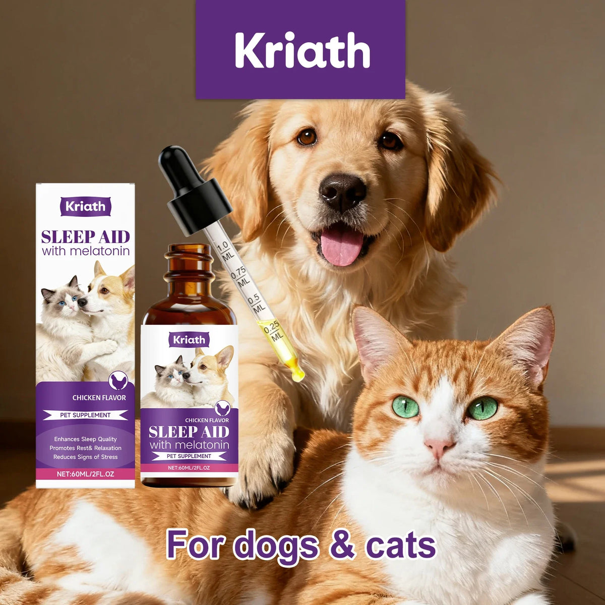 Pet Cat Dog Care Drops Nourishing Relaxation Supplement Liquid Improve Sleep Quality Relieve Stress Calming Support for Pets